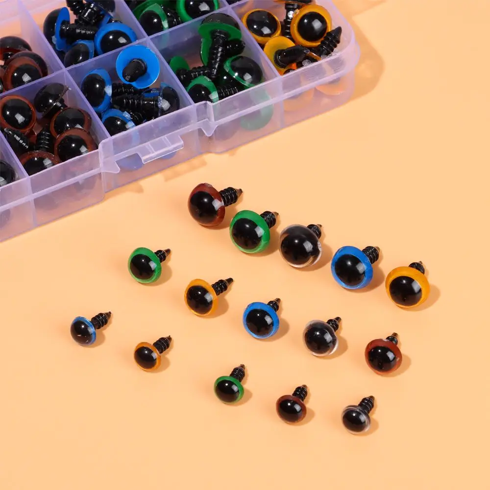 100 SZTUK Pudełko Mieszane Kolory Akcesoria do Szydełkowania Oczy dla Lalek Rękodzieło 8-12mm Bezpieczne Oczy dla Zwierząt