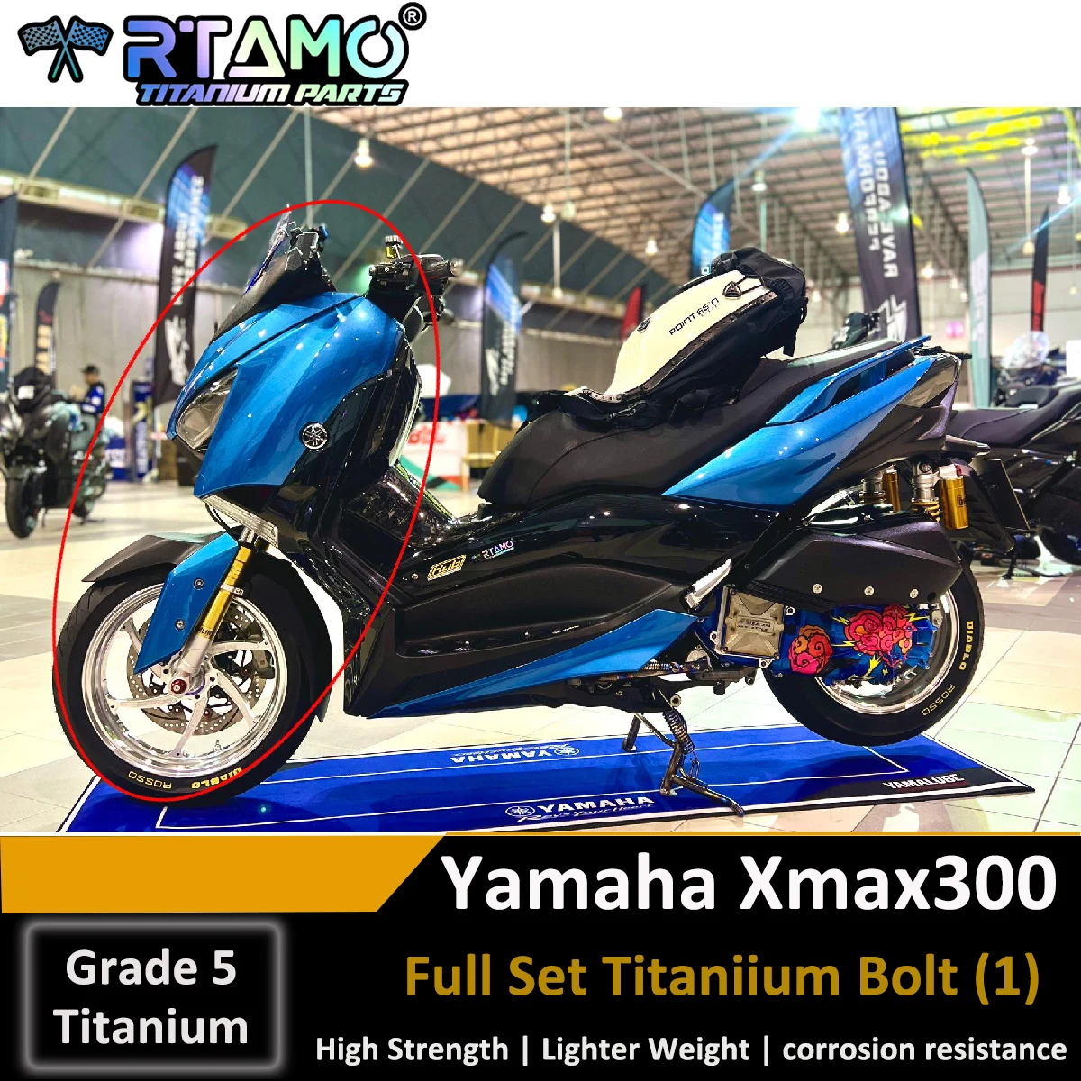 RTAMO Titanium Dress Up Bolts Lever Bolt Break Oil Up Windshield Bolt Side Cover for Yamaha Xmax300(2023-2024)