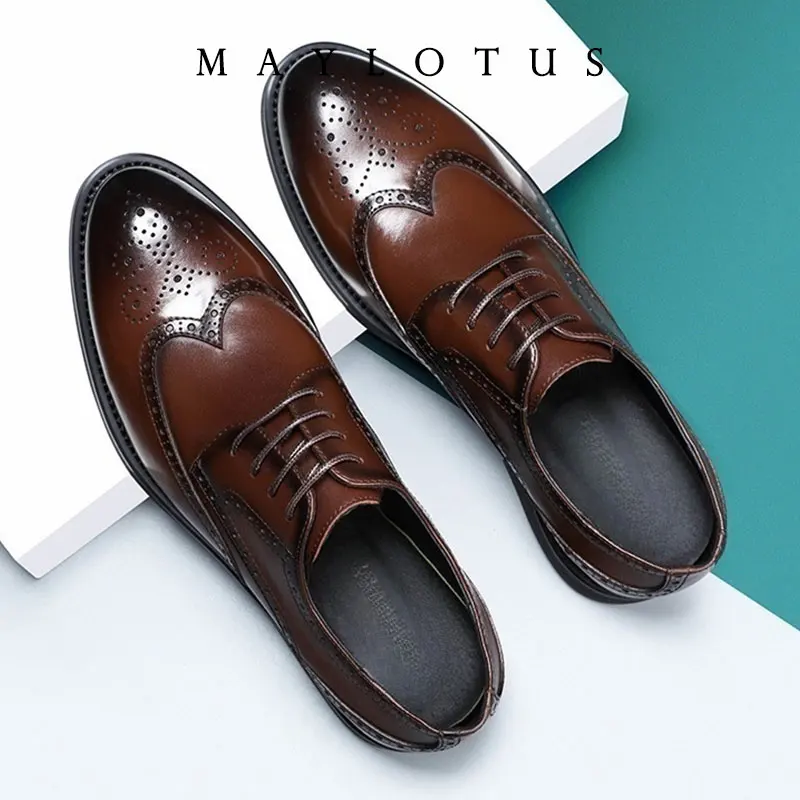 أحذية على الطراز البريطاني من جلد البولي يوريثان، أحذية رسمية برباط علوي، أحذية بدون كعب مريحة تسمح بمرور الهواء، أحذية زفاف مريحة