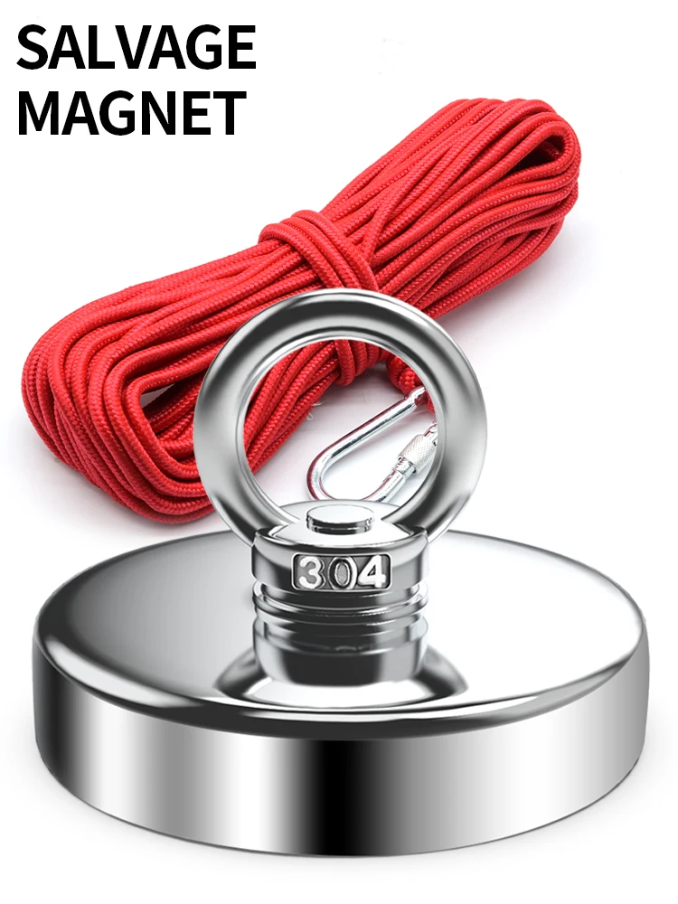Aimant de récupération N52, aimants de recherche robustes, aimant puissant en néodyme, aimants de pêche en haute mer, montage avec boulon à œil annulaire