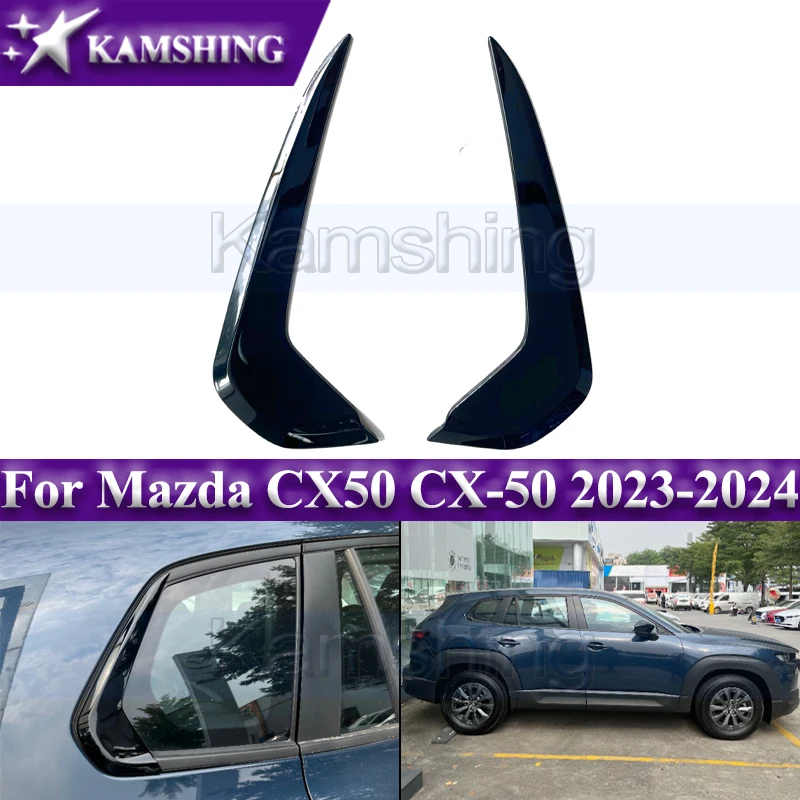 

Kamshing Car Accessories For Mazda CX50 CX-50 2023-2024 Stainless Steel Glossy Black Rear Window Sill Trim Molding Cover Trim