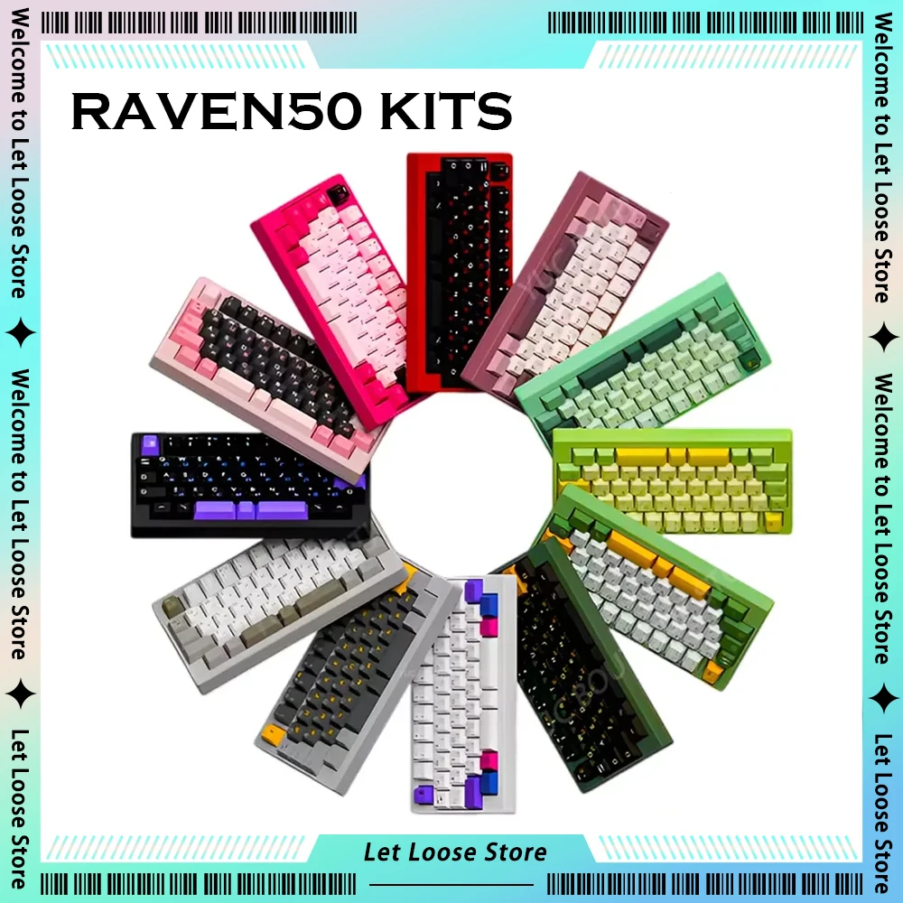 Raven50 Mechanical Keyboard Kit Bluetooth Wireless 3 Mode Gaske Single Key Slotting Keyboard Kit Customize Gaming Accessories