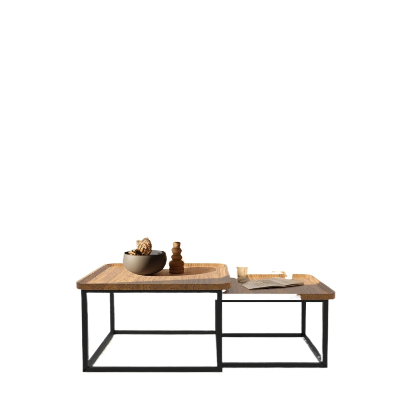 2pcs Industrial Coffee Table Rustic Steel Accent Table for Living Room Stackable United States