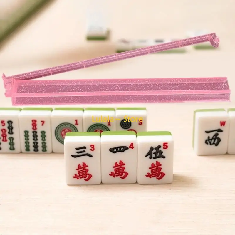 

Y4QA 4pcs Clear Mahjong Racks With Pusher American Tile Organizers Mahjong Accessory Tiles Holder For Party Players