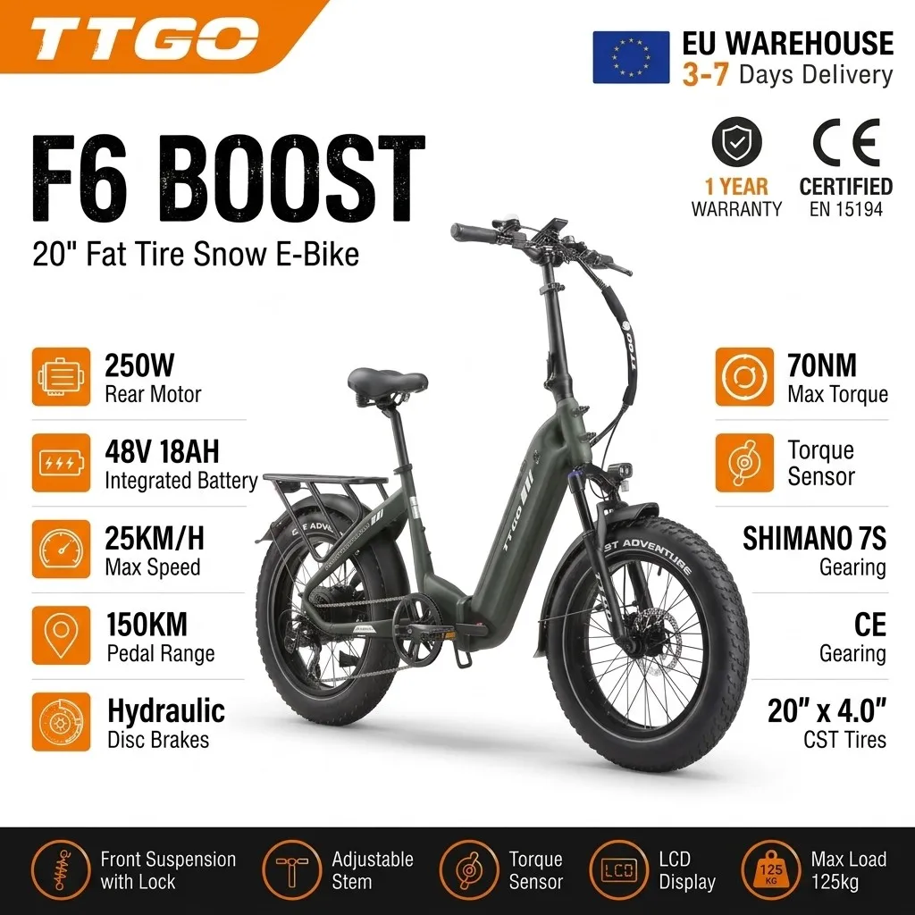 Elektrofahrrad für Männer, 20" Fatbike, faltbares E-Bike, 48V 18Ah herausnehmbarer Akku, 250W Motor, 70Nm Drehmomentsensor, 7-Gang-Schaltung, hydraulische Scheibenbremsen, LCD-Display E-Bike für