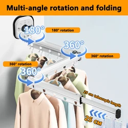 1pc White No punching drying rack, suction cup drying rack, Aluminum Alloy Folding Drying Rack, clothes dryer Invisible Hanging