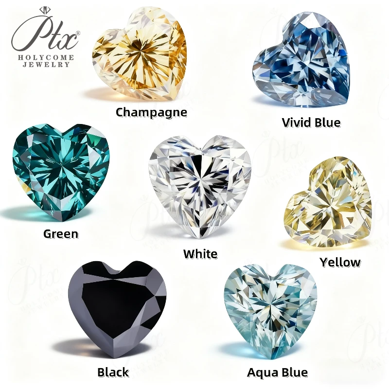 

Romantic Heart Multicolor Moissanite 8 Hearts 8 Arrows Vivid Loose Stones for Rings Necklaces Earrings and Custom Jewelry Making