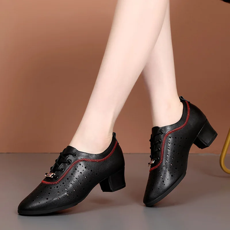 Scarpe da ballo latino in gomma con stampa leopardata da donna da donna Scarpe da ballo sociali quadrate per esterni Scarpe da ballo con suola morbida con tacco alto da marinaio