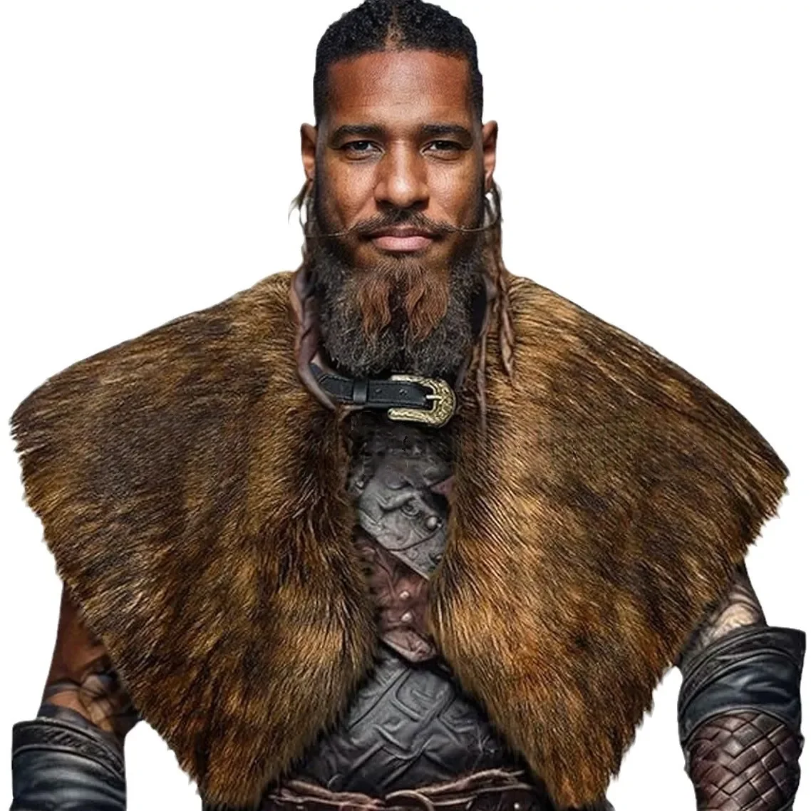 هالوين الفراء طوق الملابس الشتوية الملك المحارب عباءة الفايكنج شال فرو القرون الوسطى المحارب الفراء الاصطناعي عباءة تأثيري حلي