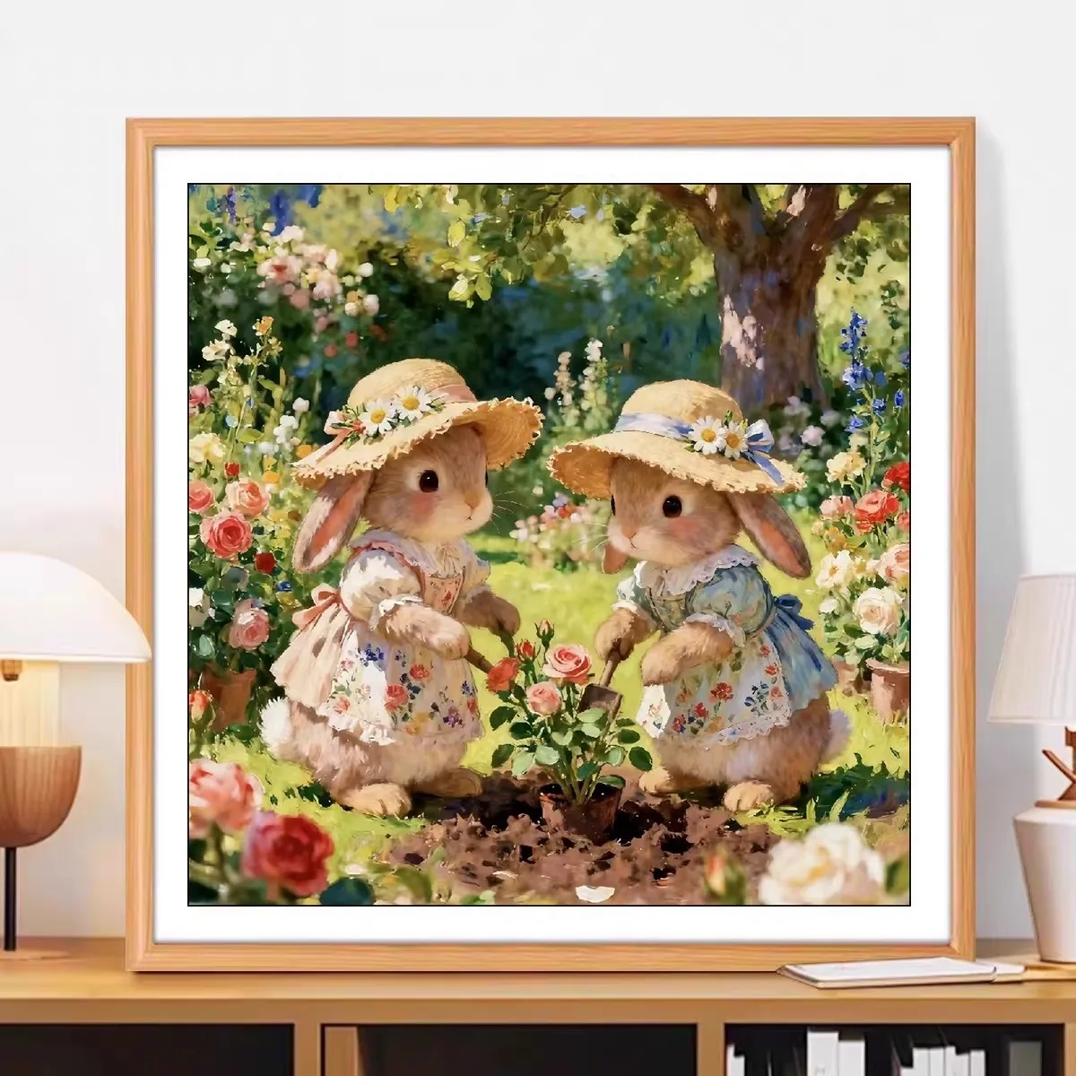 

Набор для вышивания крестиком 14CT 9CT 75x75см: Кролики в саду, с нитками и иглами, для домашнего декора и рукоделия