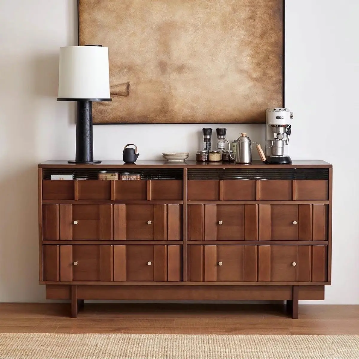 

Solid wood chest bedroom bedside drawer storage room locker living room retro cabinet