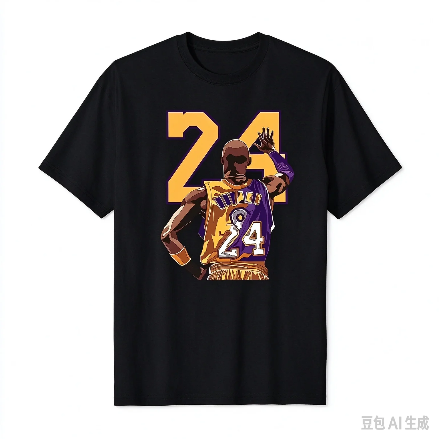 Men 24 Basketball Player Back View Graphic T-Shirt Vintage Oversized Crew Neck Short Sleeve Sports Fan Tee