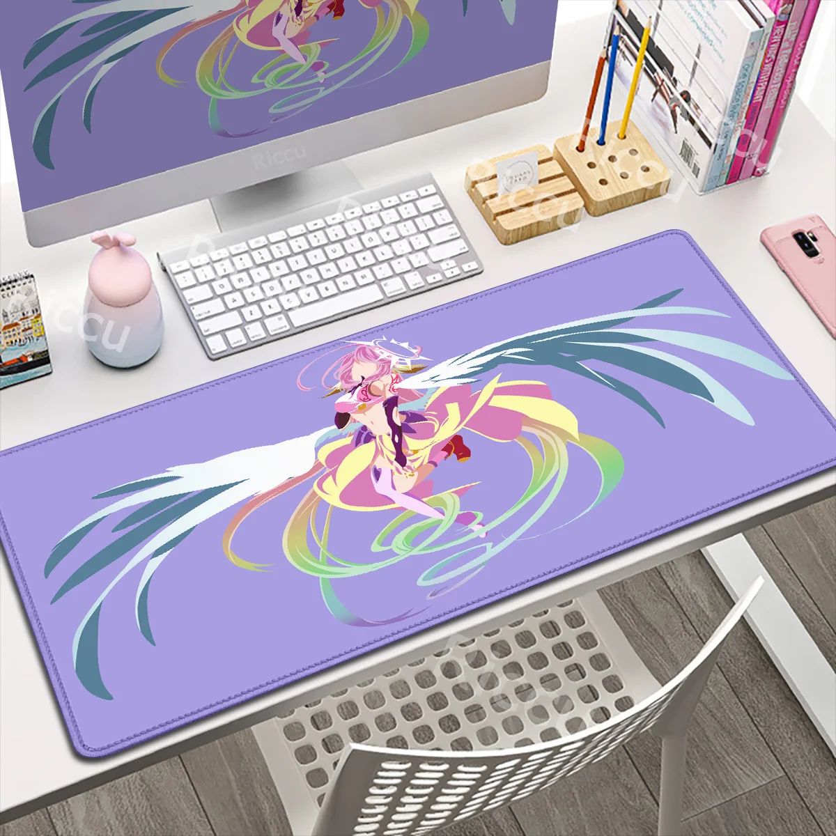 Mousepad XXL Large Keyboard Pad No Game No Life Zero Sora Shiro Schwi Riku Shuvi Doura Mouse Pad Accessory non-slip HD Printing