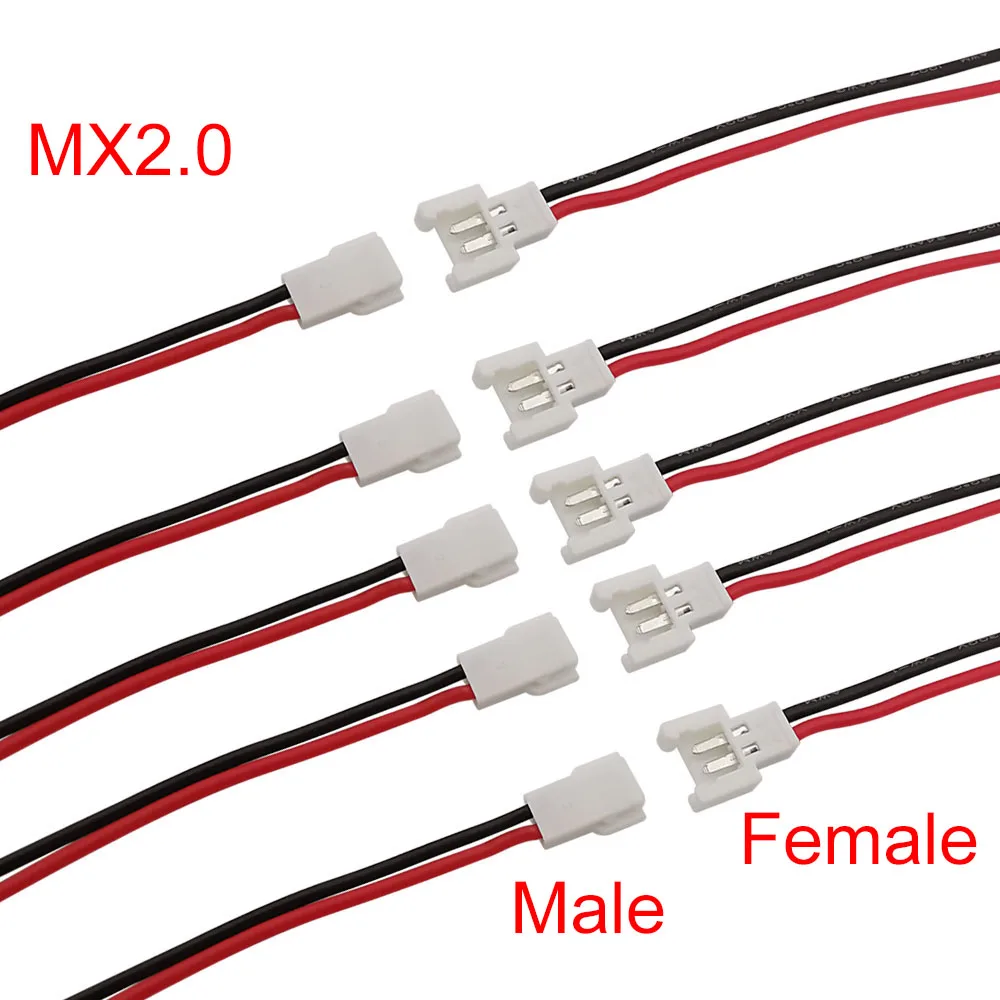 10/20Pcs MX 2.0 JST Pitch 2.0mm 2 Pin Aerial Docking Male Female Plug Socket Cable Wire Connector 150MM Lenght