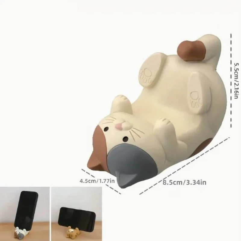 Cat-Shaped Resin Mobile Phone Stand Portable Desktop Cell Phone Bracket Not Easy to Break Suitable for Daily Office & Home Use