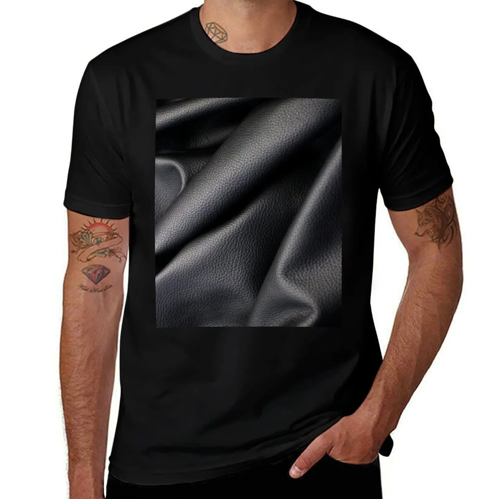 

Leather T-Shirt man t shirt heavy cotton cotton t shirts high quality t shirt man cotton T-Shirt
