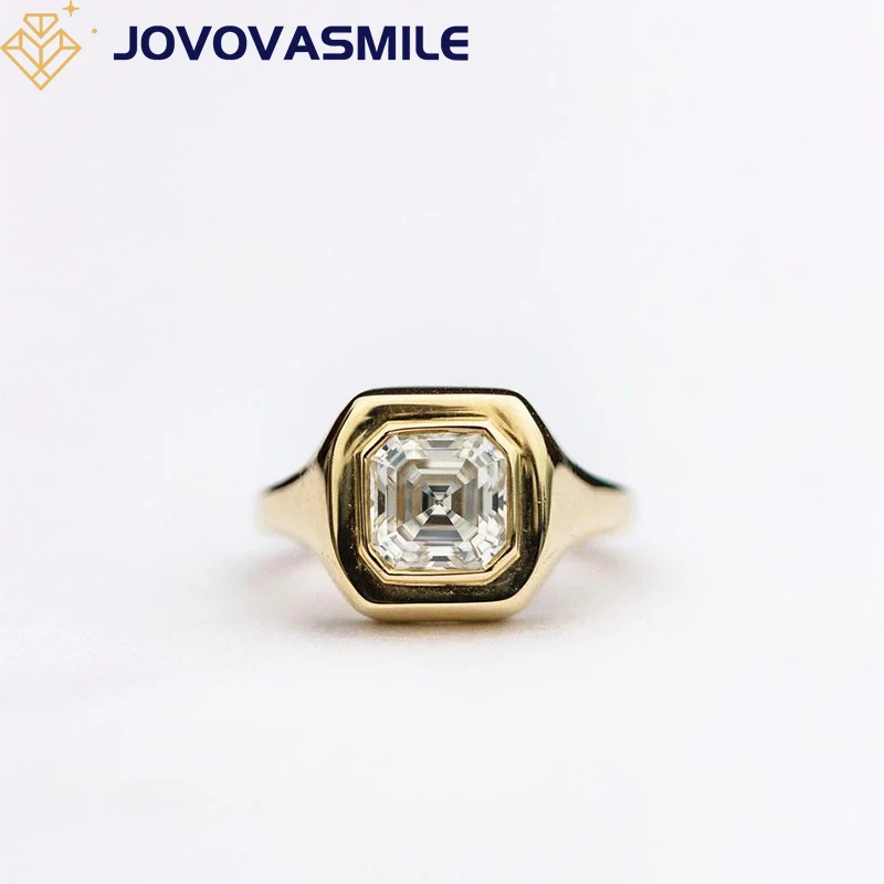 

JOVOVASMILE Asscher Cut Moissanite Ring 1.5 Carat 6.5mm Silver 18K Plated Gold Jewelry Luxury Designer Bezel Rings Woman