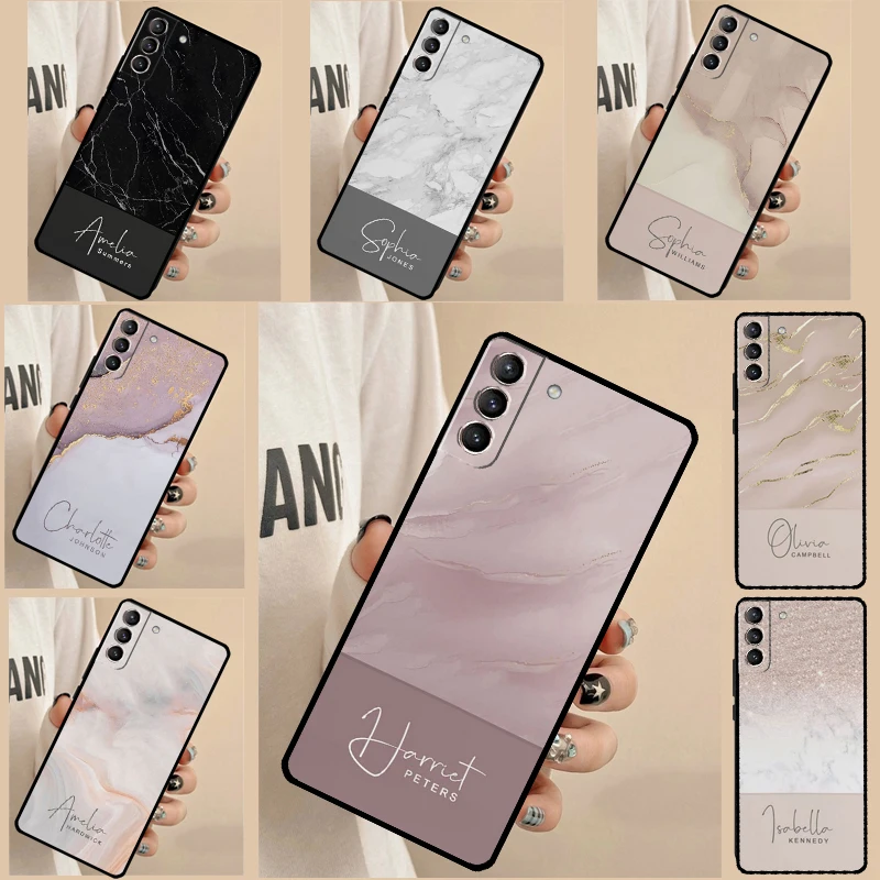 Personalised Signature Surname Marble For Samsung Galaxy S20 FE S21 FE S22 S23 Ultra S8 S9 S10 Note 10 Plus Note 20 Ultra Case