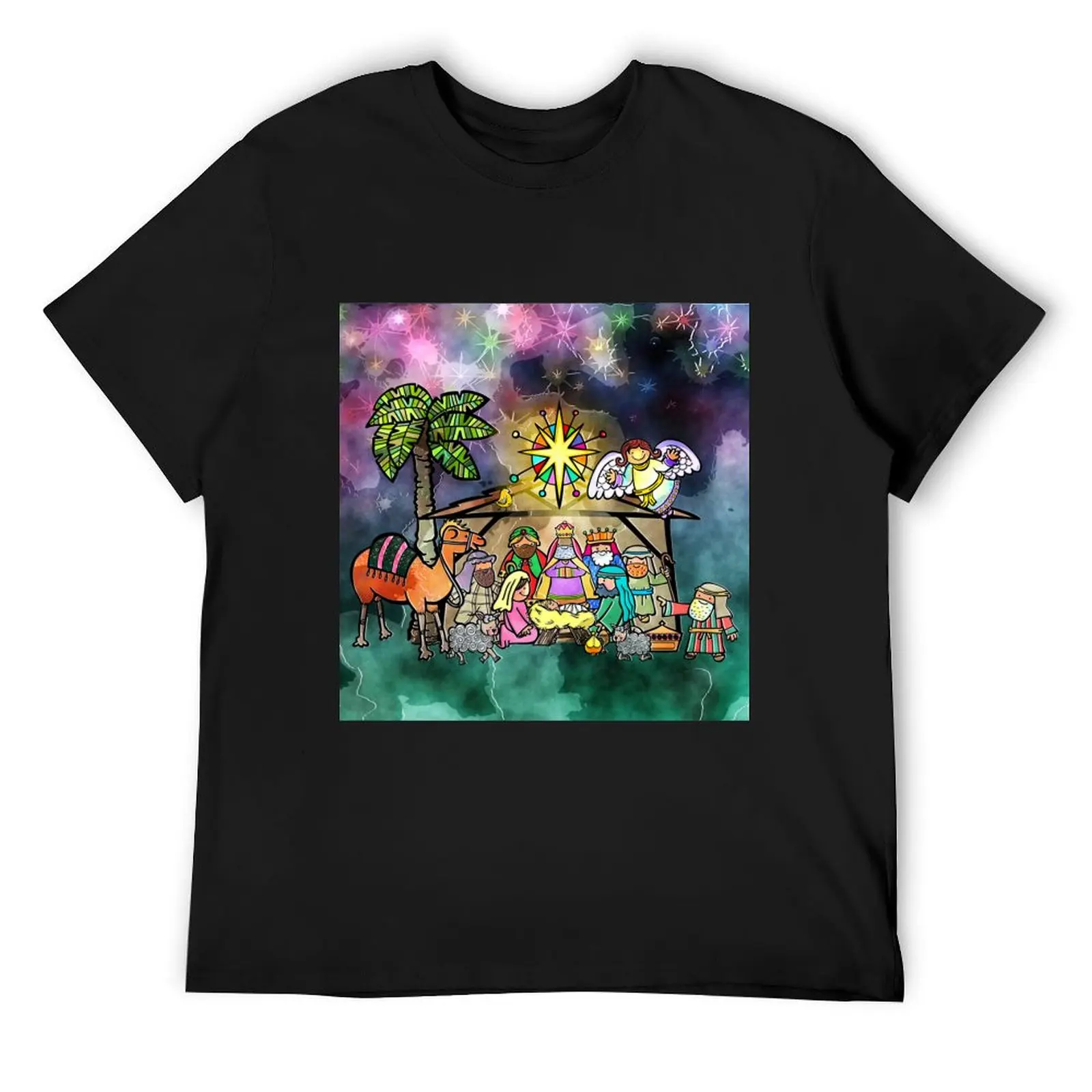 

Watercolour Christmas Nativity Painting T-Shirt kawaii clothes summer tops man clothes men clothing
