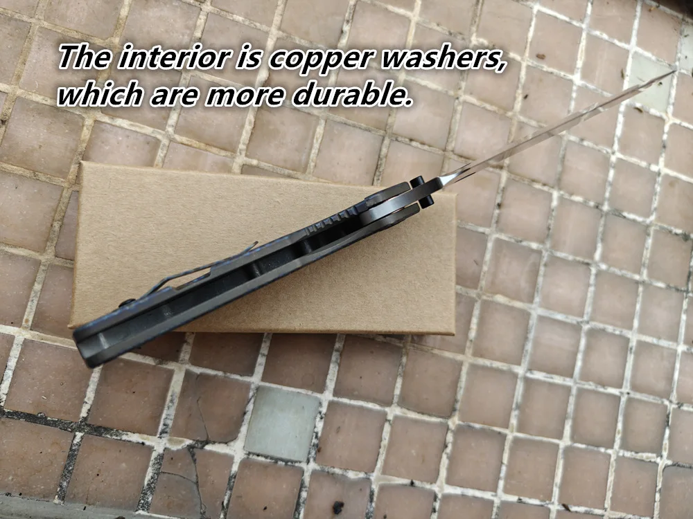 SMF Strider Titanium Handle Frame With Steel insert Copper Washer AUS10 Drop Blade Camping Hunting EDC Tool JUFULE Folding Knife