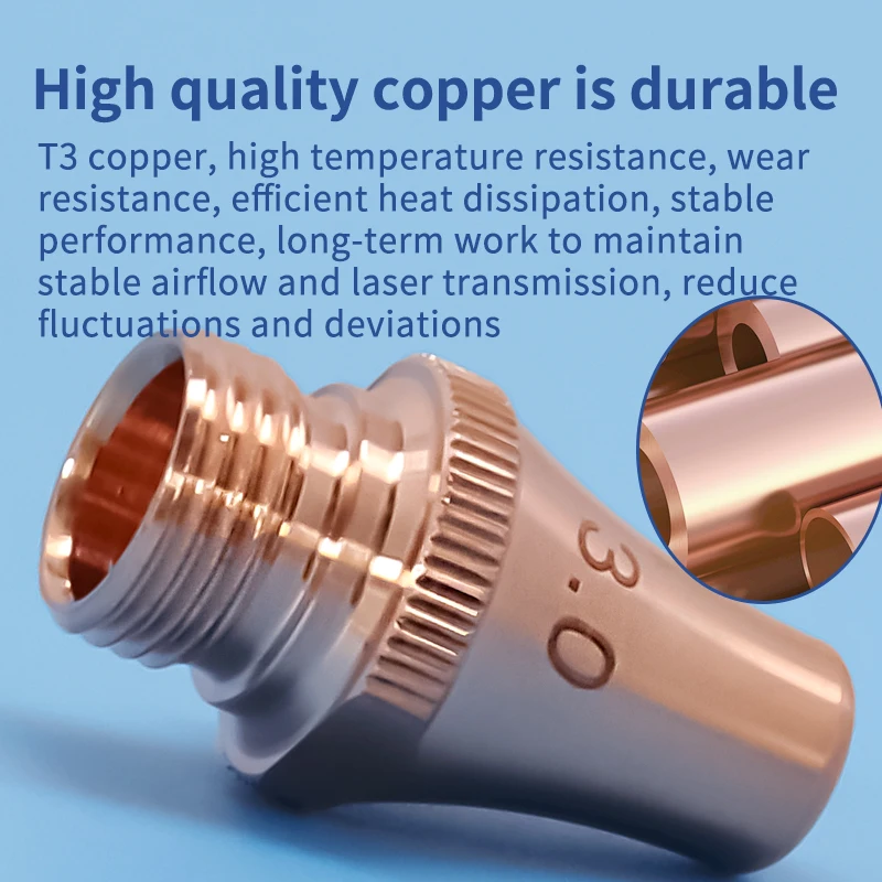 BOCI Laser Nozzle M8H19 Fiber Laser Tube Machine 3D Equipment Cutting Cypcut High Power Source Single Layer Copper Nozzle BOCHU