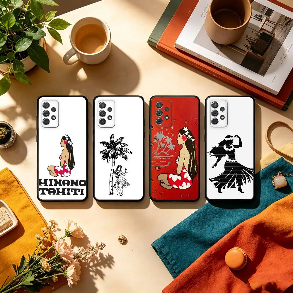 H-Hinano T-Tahiti Girl Beach  Soft Silicone Black Cover Phone Case For Samsung Galaxy A73,A72,A71,A70,A53,A52,A51