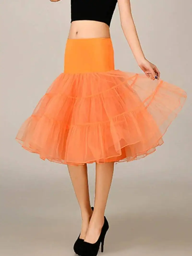 

Pleated Vintage Voile Underskirt Ballet Tutu Skirts for Women Retro Skirt Wedding Elegant Party Petticoat streetwear 4U4R