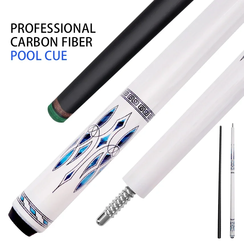 

12.5mm Low Deflection Pool Cue 3/8×8 Steel Joint Multi Layer Tip Laser Grip Black Tech for 9 Ball Billiard Gift