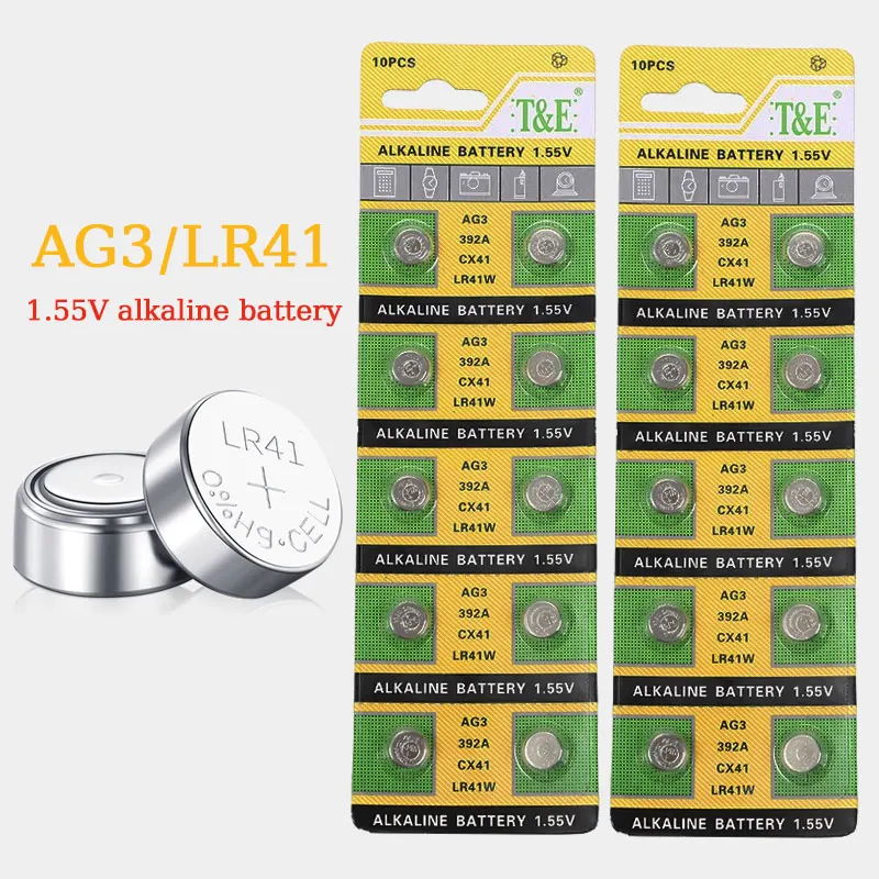 AG3 LR41 Alkaline Battery 1.55V 392A LR41W 384 L736 SR41 392 192 Button Cell Batteries for Toys LED Lights Battery Detector Pen