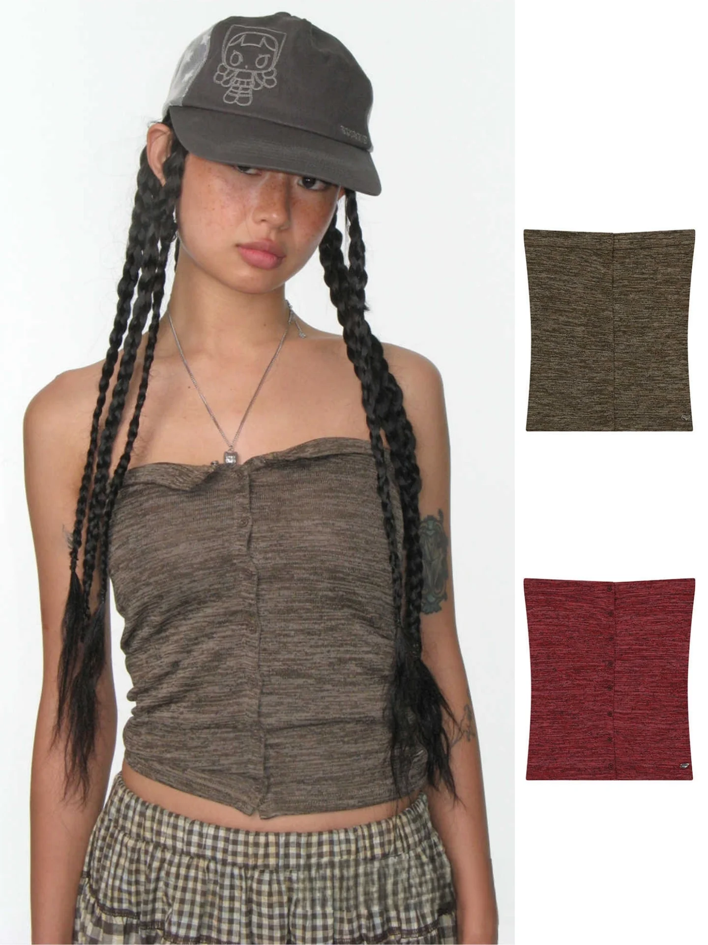 

Ретро-корейский топ-бюстье на пуговицах, однотонный, облегающий, летний, модный, универсальный, от китайского бренда SEI, уникальный дизайн