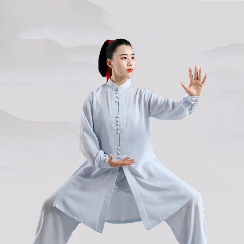 Summer Thin Brocade Linen Tai Chi Suit Women Elegant New Chinese Style Martial Arts Performance Practice Uniform