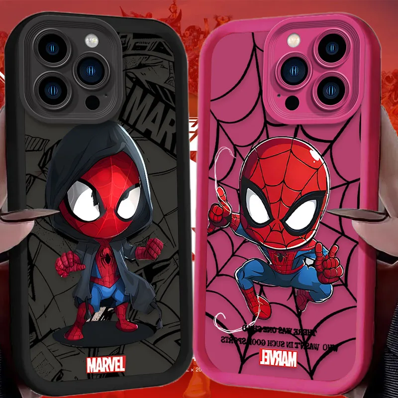 Funda de Marvel Spider Man para iPhone, carcasa protectora de silicona suave a prueba de golpes para modelos 16, 15, 14, 13, 12, 11 Pro Max, XS, X, XR, 8, 7, 6S Plus, SE 2020