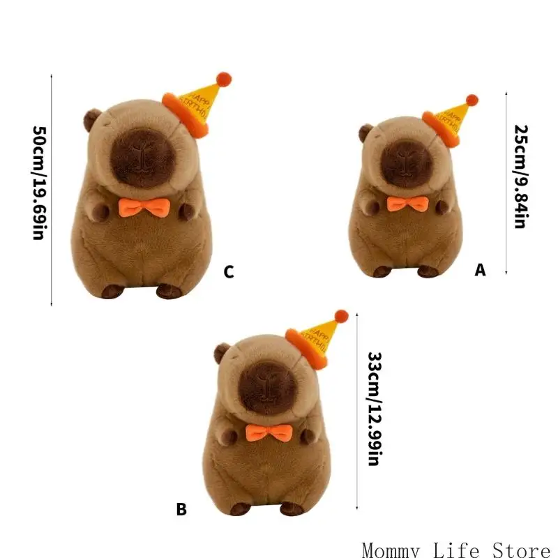 Cartoon peluche giocattolo kapybara con cappello compleanno calmante lenitivo giocattolo abbraccioso giocattolo per adulti e
