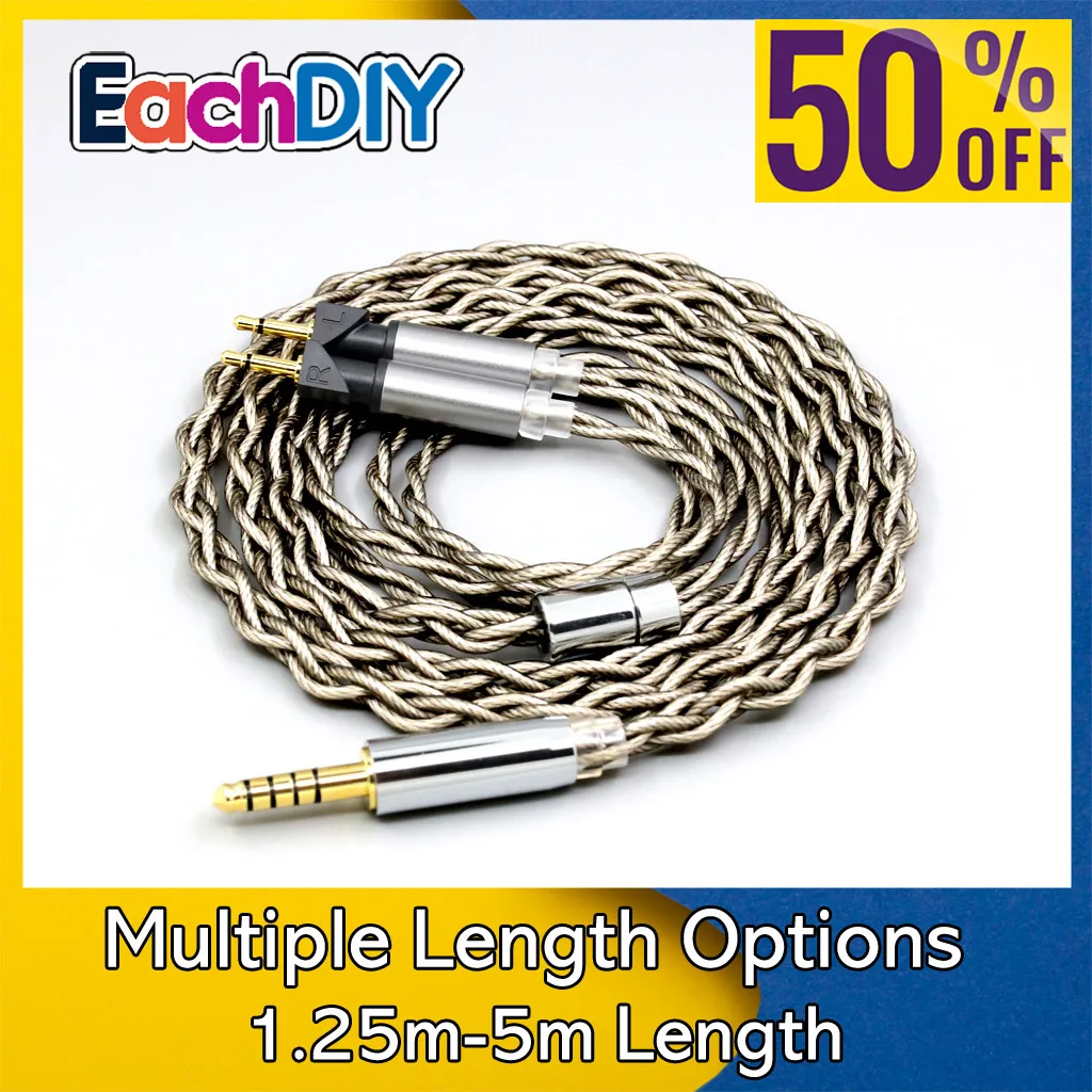 

99% Pure Silver + Graphene Silver Plated Shield Earphone Cable For Abyss Diana v2 phi TC X1226lite 1:1 headphone pin LN008503