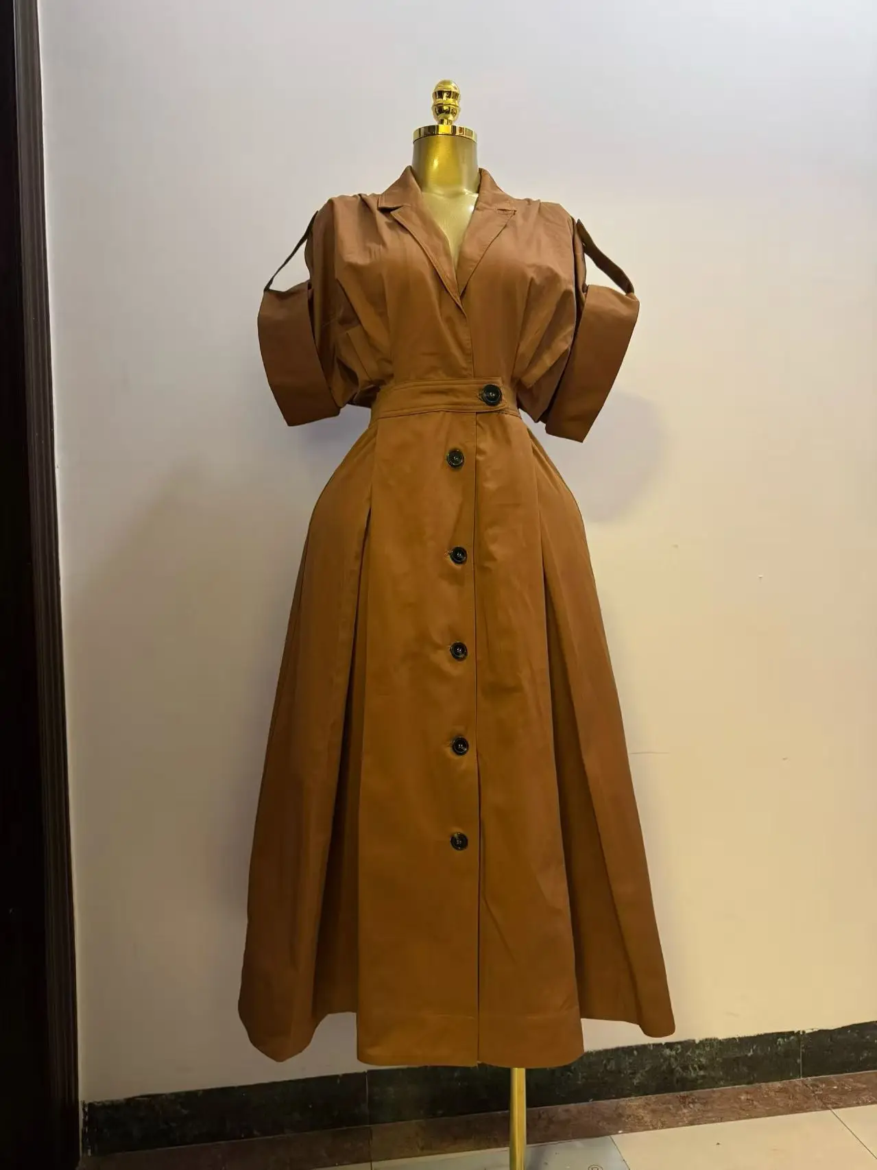 فستان قميص نسائي من القطن عالي الجودة بأكمام 1/2 ورقبة على شكل حرف V #5