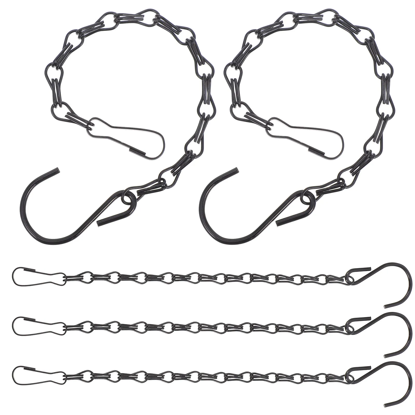 5Pcs Black Double Hook Chain Hanging Chains for Bird Feeders Planters Flower Pots Iron Chain Ceiling Wall Fence Hanging Basket view 3
