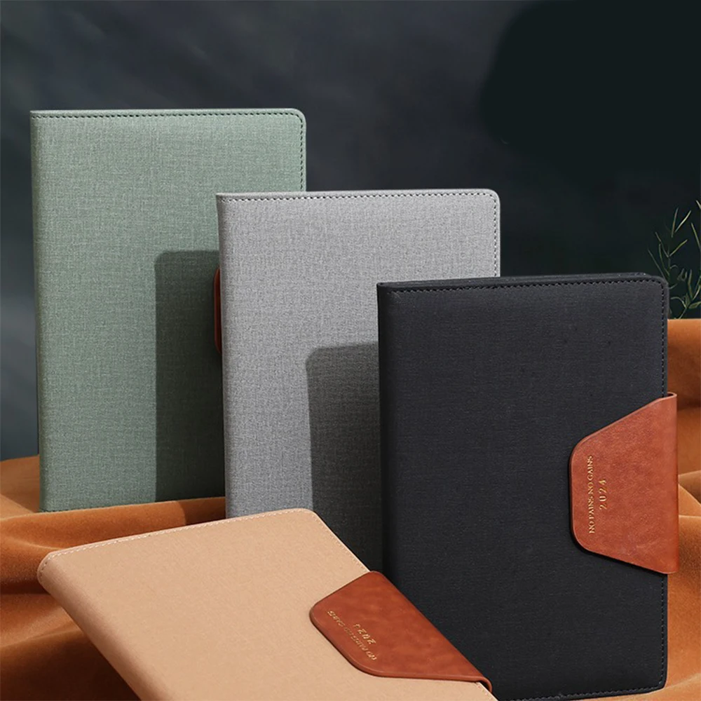 (Can Engrave Logo) A5 Leather Buckle Business Notepad, Work Meeting Record Book, Student Subject Notebook, Diary,  Excerpt