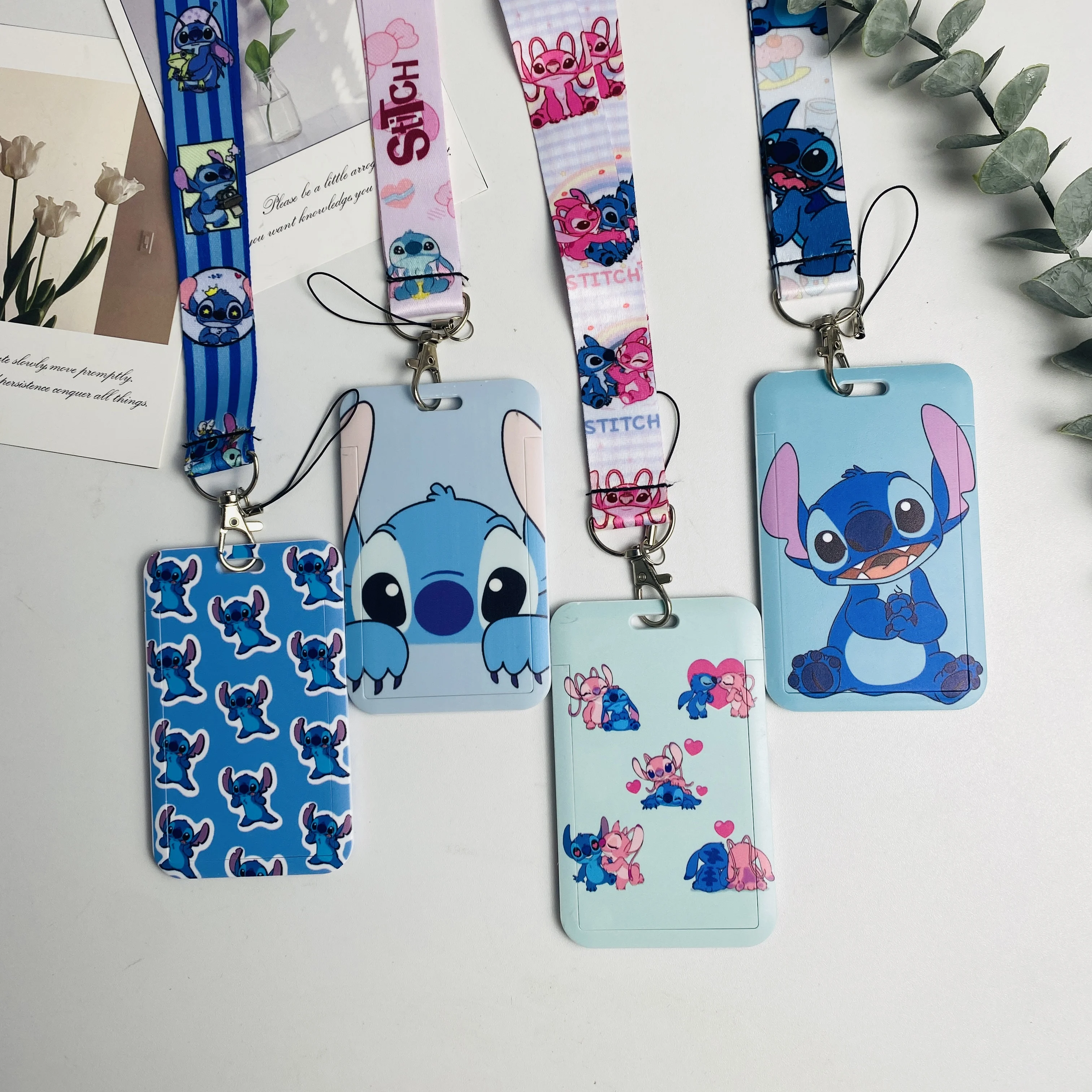 Disney Stitch Anime ID CardHolder Cool Fashion Badge Sliding Work Name Tag Bus Lanyard Cards Holders