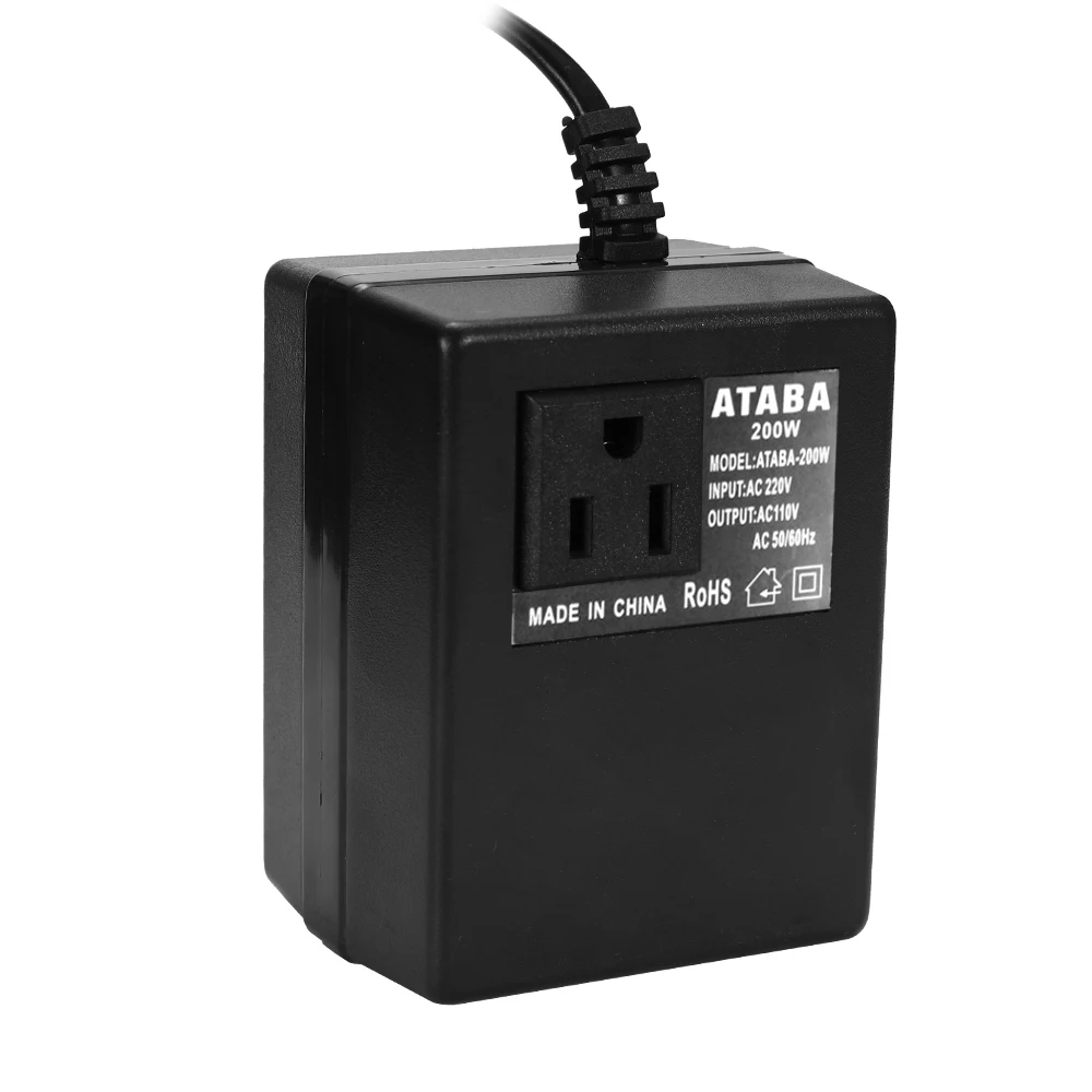 200W AC Step down Transformer 220V to 110V Intelligent Efficient Household Voltage Converter Travel Power Adapter