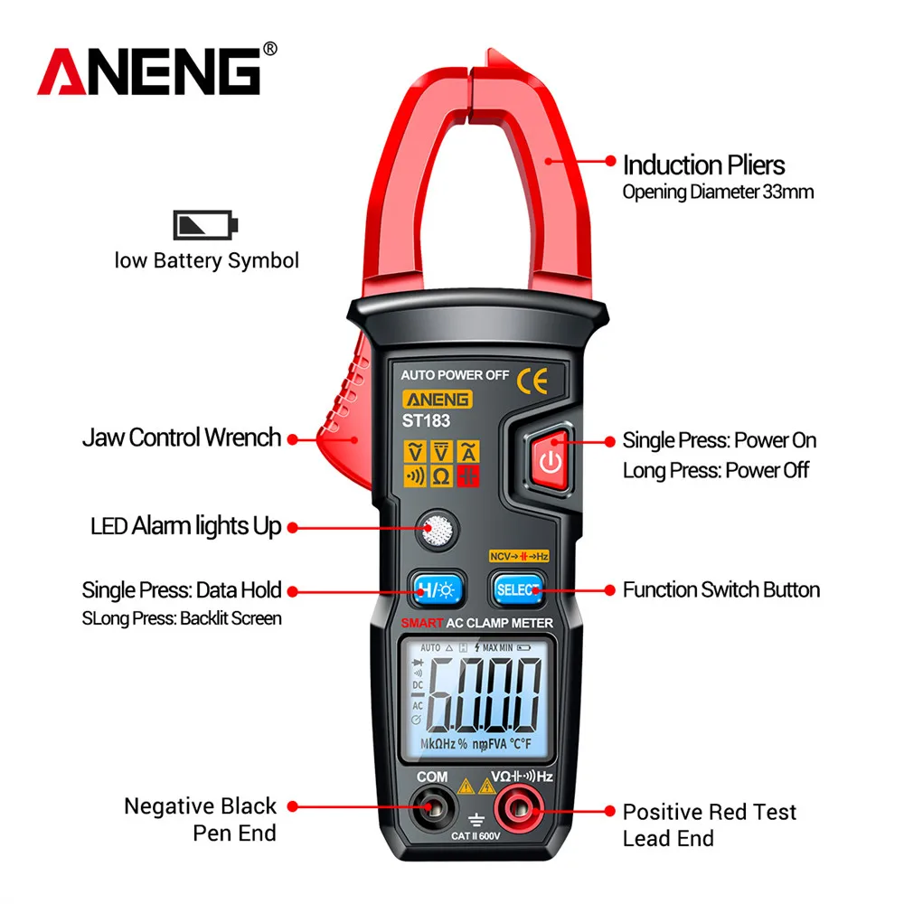 ANENG ST183 miernik elektryczny multimetr miernik cęgowy multimeter clamp meter auto multimetr cęgowy acm91 mierniki cegowy tester electric mierniki