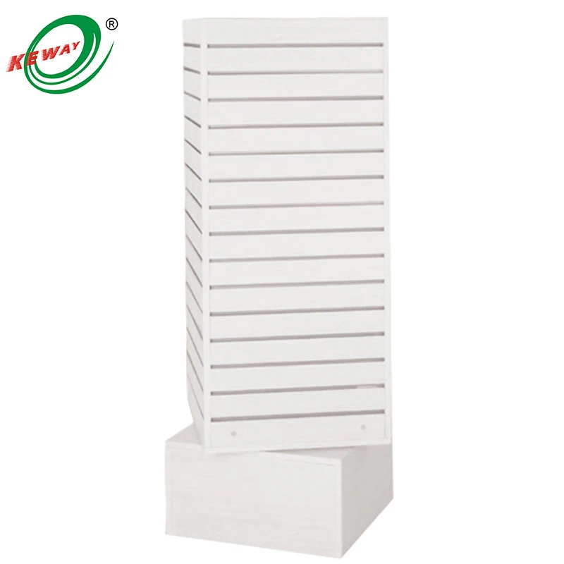 Custom. MDF slatwall panel rotated display stand for store