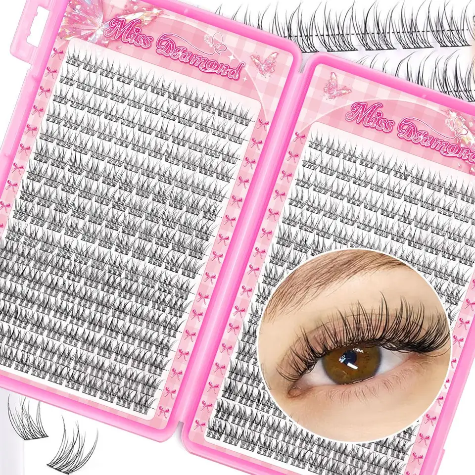 384 grupos de pestañas individuales de cola de pez, suaves y ligeras, 10-12 milímetros, perfectas para maquillaje diario y extensiones de pestañas
