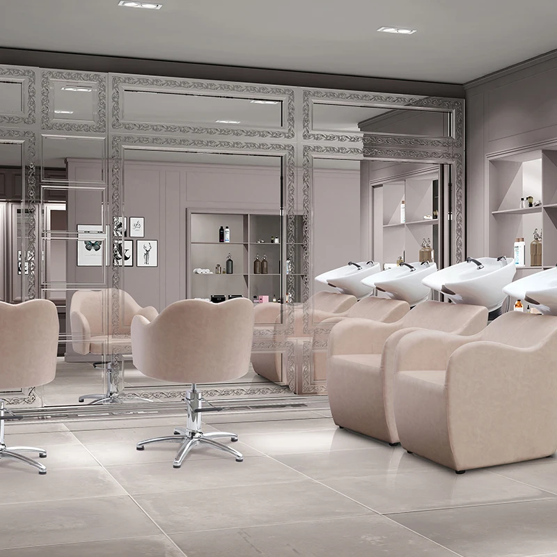 Wide Seat Hair Styling Shampoo Chair  Customization Hair Chair Salon Beige Backwash Shampoo Bed Unit for Sale