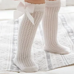 Cute Baby Girls Socks  Big Bows Soft Cotton Elastic White Red Newborn Stockings Knee High Long for Toddler Socks