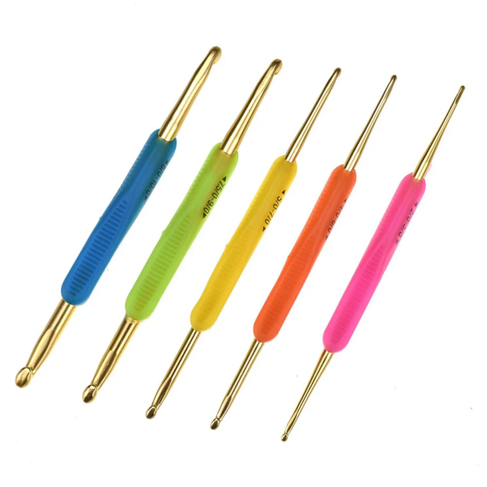 5 قطع من خطافات كروشيه من الألومنيوم ذات لمسة نهائية ناعمة مثالية للمبتدئين، خطاف كروشيه ذو تجربة متوسطة #2