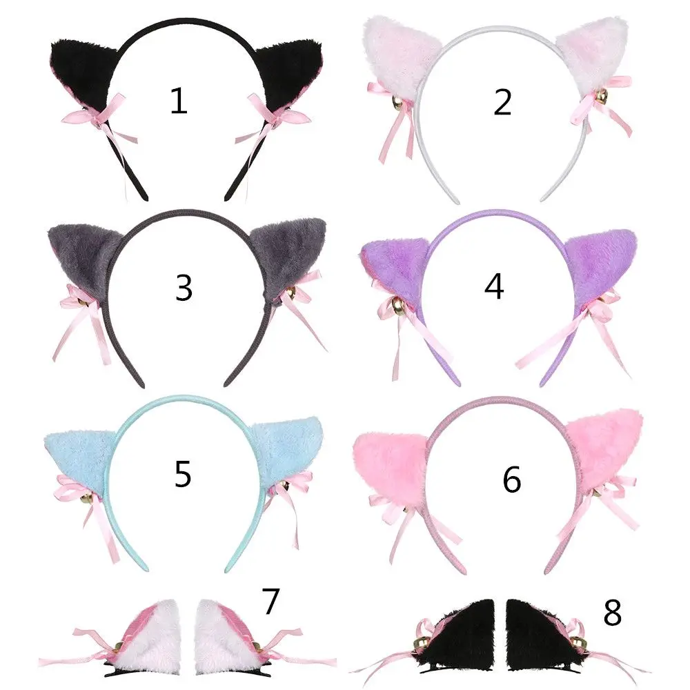 Mulheres anime cosplay noite festa acessórios de cabelo dos desenhos animados faixa de cabelo gato orelha cabeça banda pequena sino
