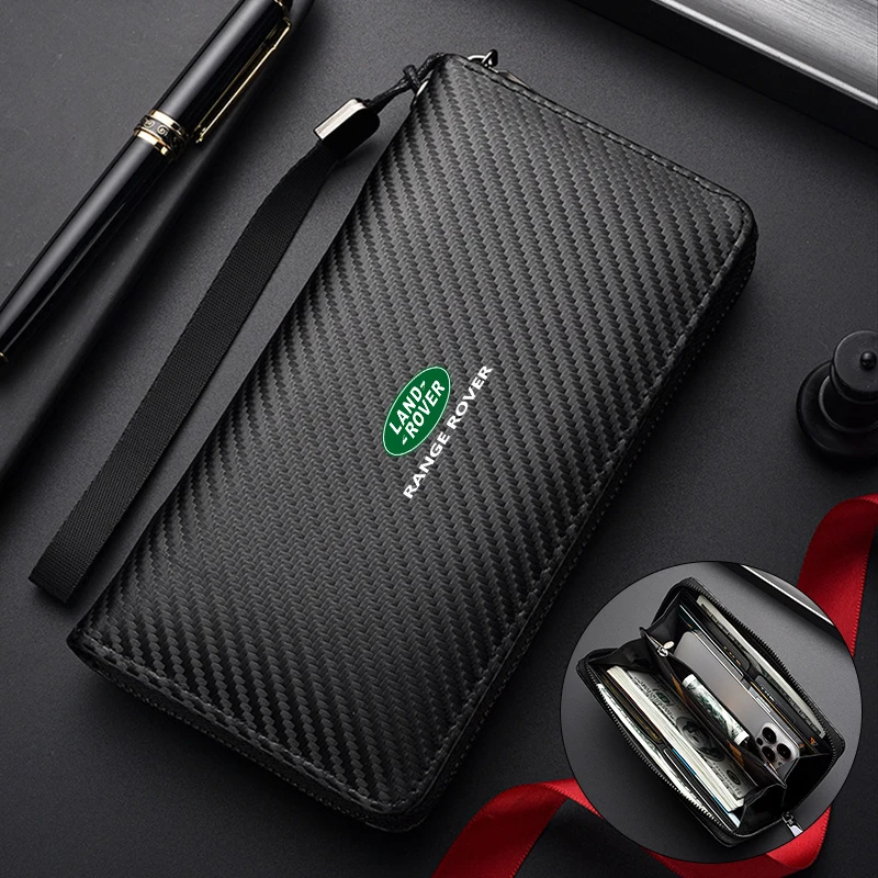 Men Business Long Wallet Carbon Fibre Coin Purse Key Holder Bank Card Bag For Land Rover Freelander L2 LF Range Rover Evoque 3 4