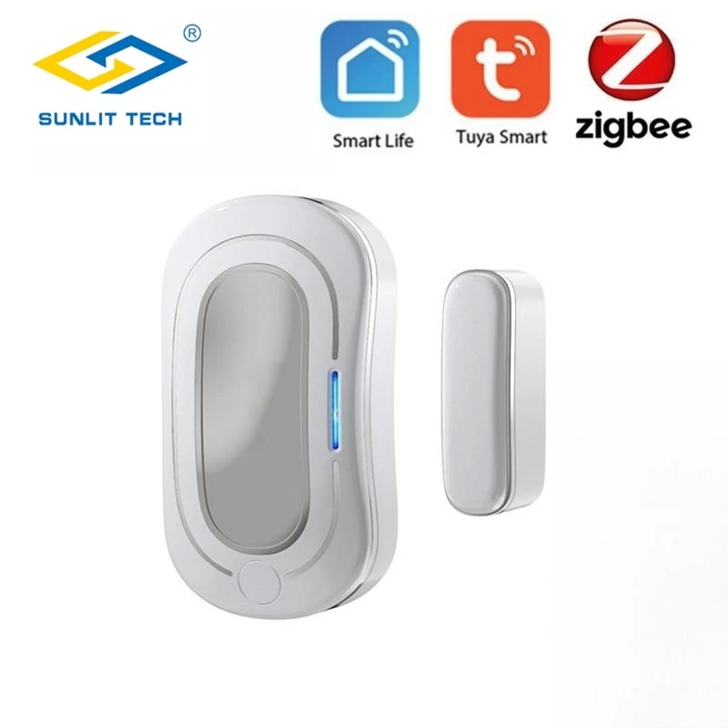 Tuya zigbee window door sensor alarm tuya app real-time notification USB rechargeable battery linkage with tuya product for home