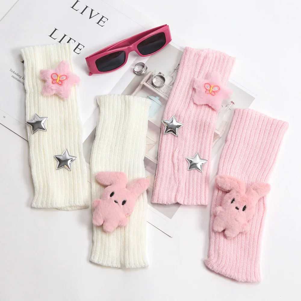 Trendy Kids Leg Warmers Pink White Multi-Wear Leg Cover Arm Sleeves Girls Y2K Versatile Socks Children Sweet Photograph Wear