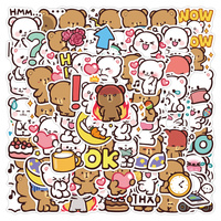 50PCS Unique Cute Cartoon Angry Bear Sticker Korean Bear Mobile Phone Case Water Cup Suitcase Wallet Sticker